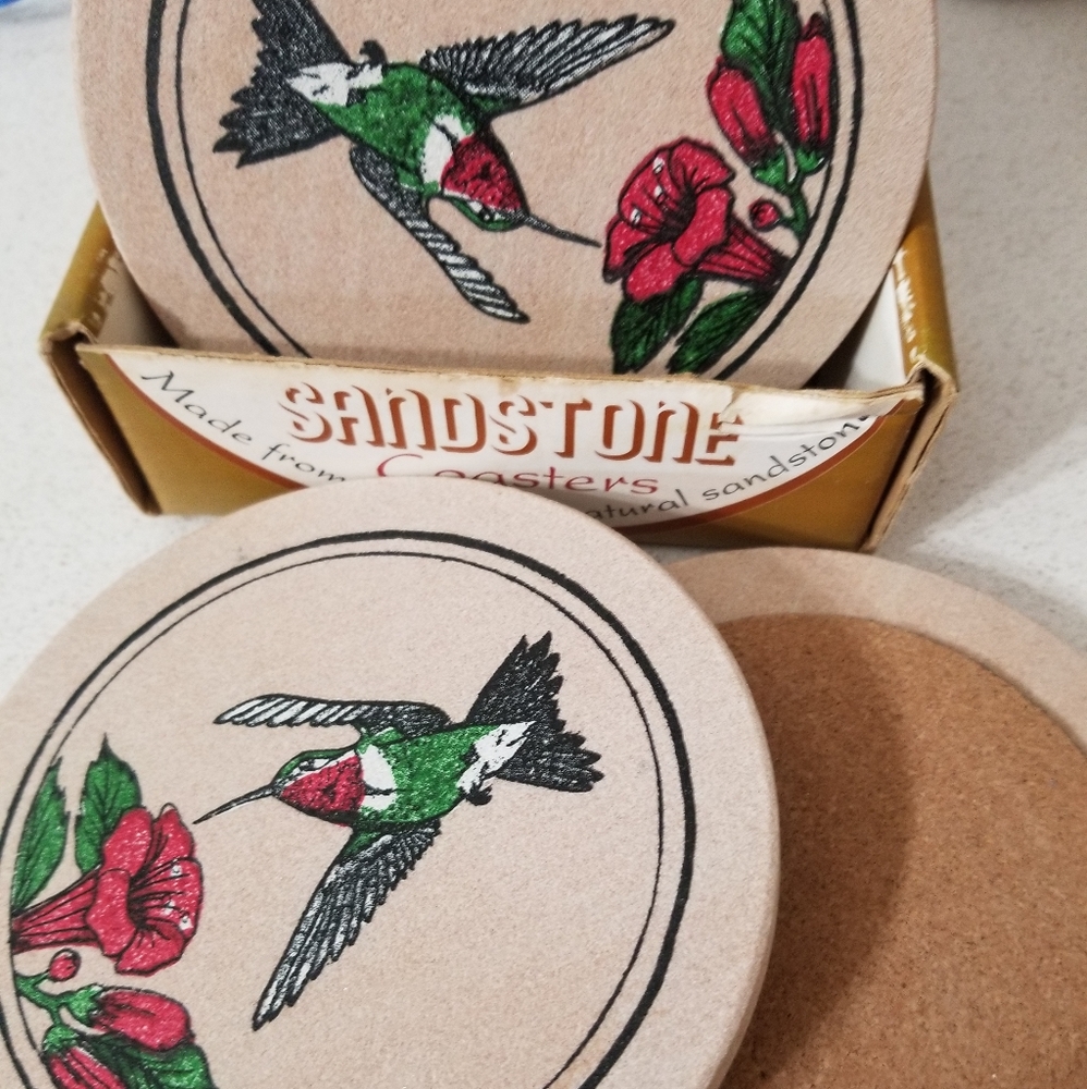 Set of 4 Hummingbird Sandstone Coasters